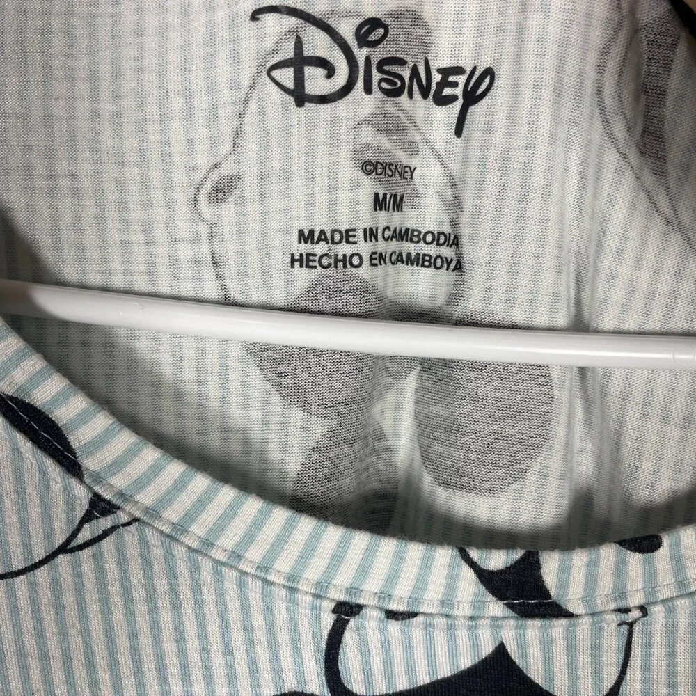 Disney Mickey/Minnie Mouse Blue Striped Top & Shorts Pajama Set SZ Medium! - Picture 3 of 7